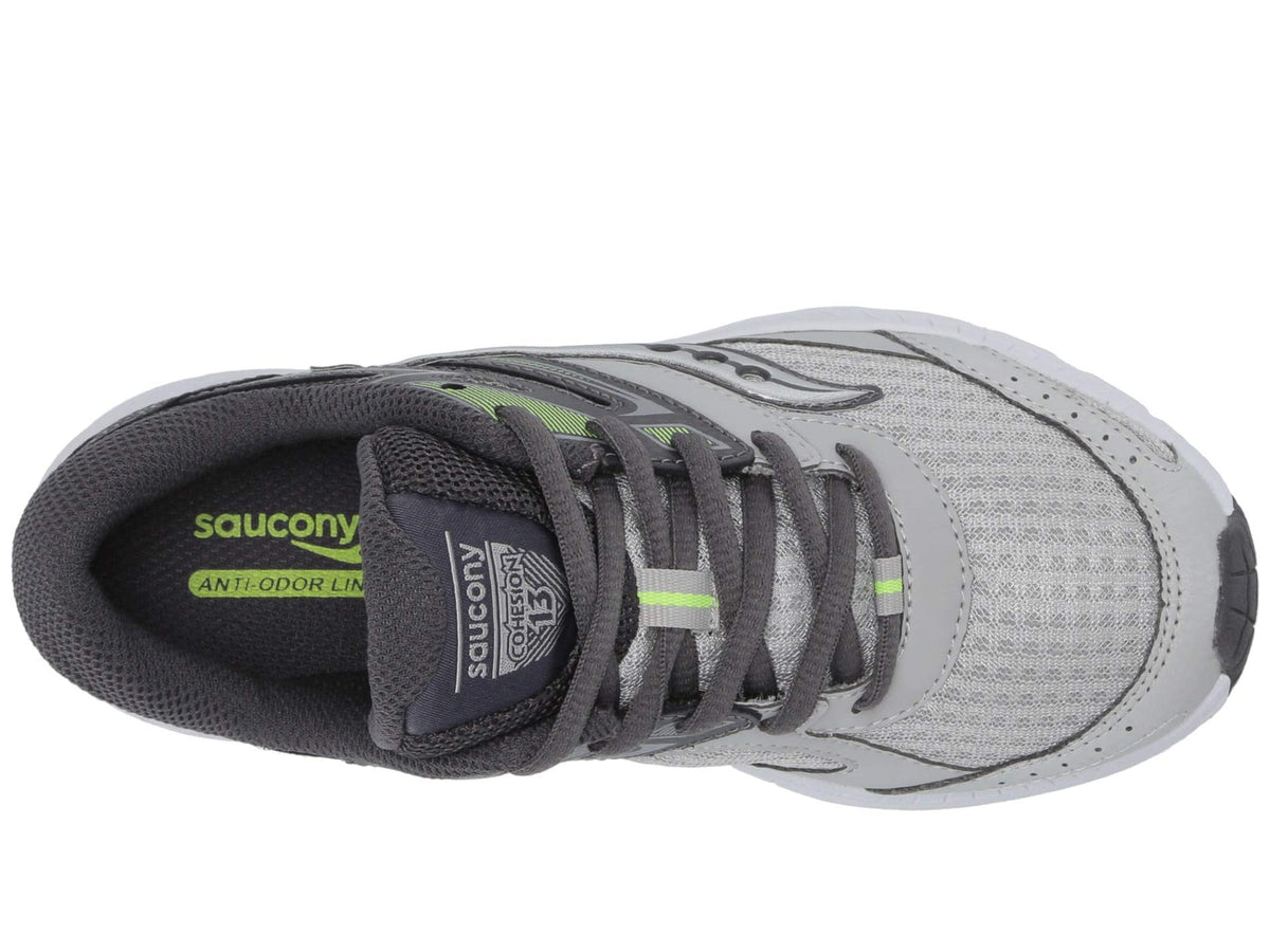 Saucony Boy's S-Cohesion 13 LTT (Little Kid/Big Kid) Grey/Citron Leather/Mesh 3 Little Kid M