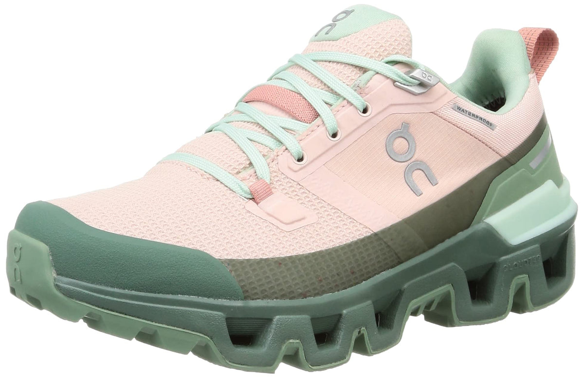 On Women's Cloudwander Waterproof Sneakers, Doe | Ivy, Pink, Green, 6 Medium US