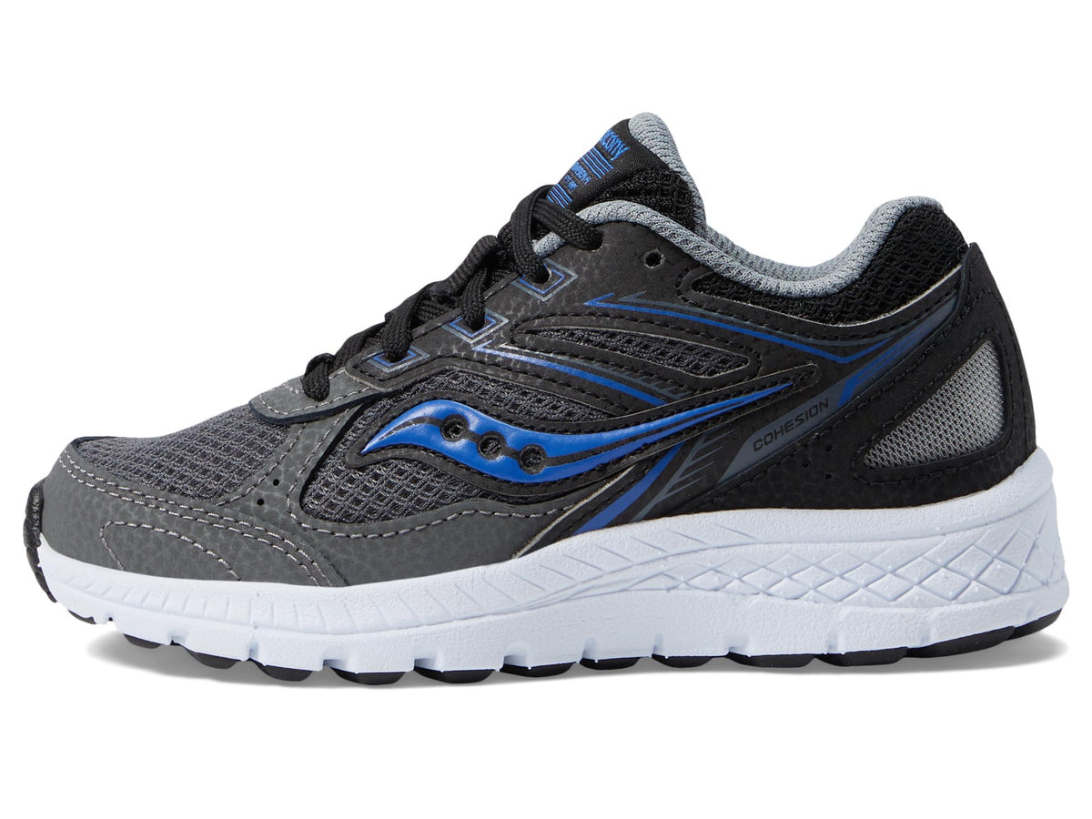 Saucony Boy's Cohesion 14 LTT (Little Kid/Big Kid) Black/Grey/Blue 4 Big Kid W