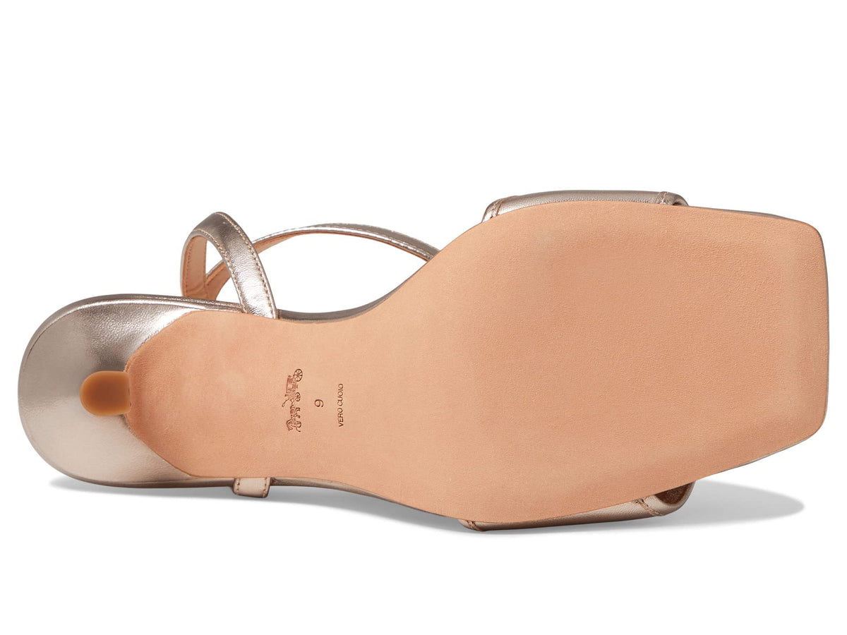 Coach Kyra Metallic Leather Sandal Platinum Champagne 7 B (M)