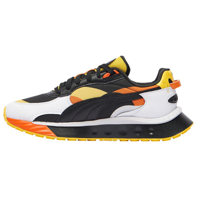 PUMA Wild Rider Vintage Mens Shoes (8.5, White/Carrot/Yellow, Numeric_8_Point_5)