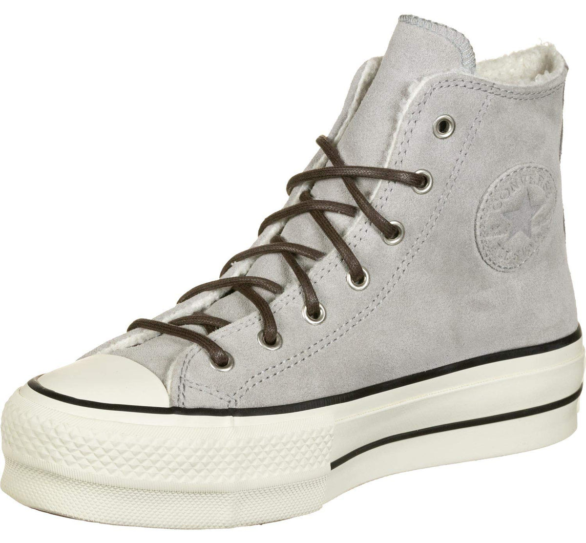 Converse Women's Sherpa Chuck Taylor All Star Platform High Top Sneaker, Wolf Grey/Egret-black, 9