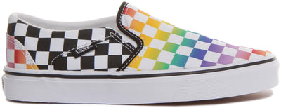 Vans Women's Asher Sneaker, Rainbow Check Black White, 6
