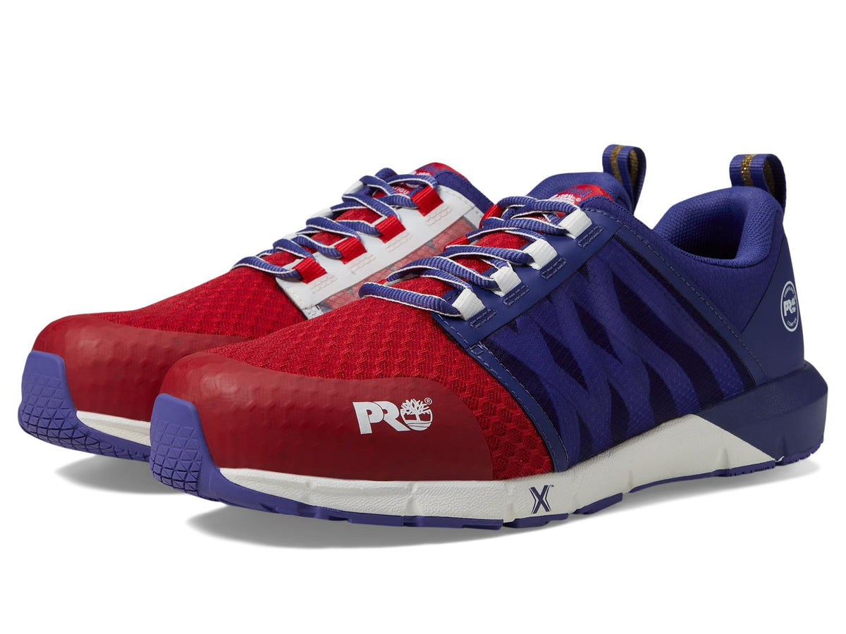 Timberland PRO® Radius Composite Safety Toe Shoes for Men – PRO Flex Technology – HoverSpring Foam Red/Blue 7.5 E - Wide
