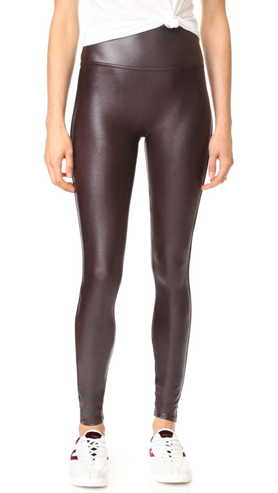 SPANX Women's Ready-to-Wow Faux Leather Leggings, Wine, Large