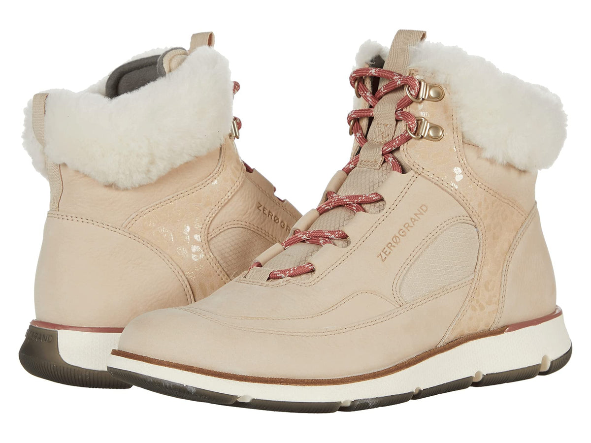Cole Haan 4.Zerogrand Leather Hiker Waterproof Oat Suede/Tumbled Leather/Ivory Fur 6 B (M)