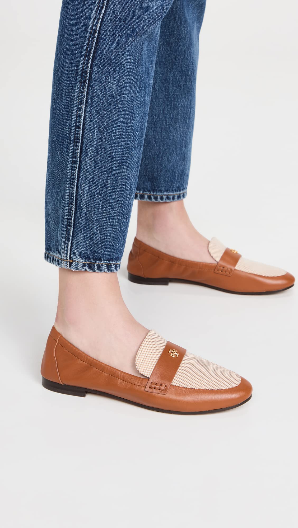 Tory Burch Women's Ballet Loafers, Tan + Ecru/Bahrain Tan, 6.5 Medium US