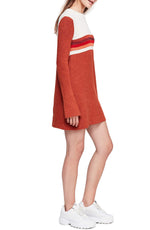 Free People Colorblock Mini Sweater Dress (Rusty Red) (M)