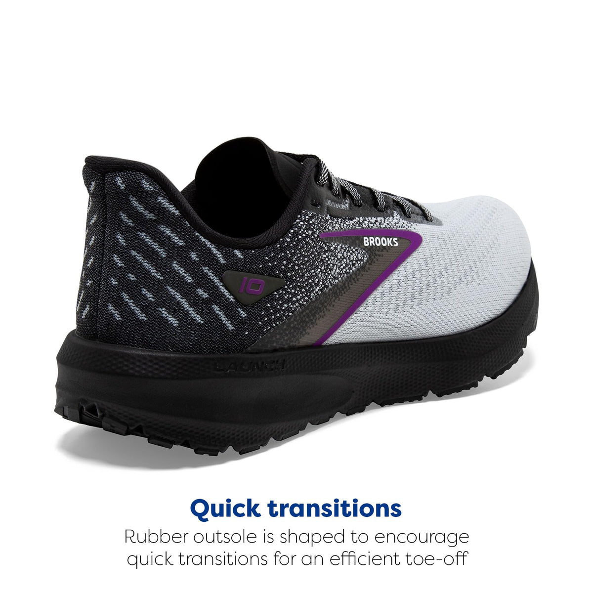 Brooks Women’s Launch 10 Neutral Running Shoe - Black/White/Violet - 5 Wide
