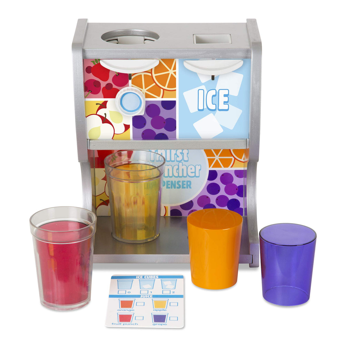 Melissa & Doug Thirst Quencher Wooden Drink Dispenser Pretend Play Set With Cups, Juice Inserts, Ice Cubes Pretend Play Soda Fountain, Food Sets For Kids Kitchen, For Kids Ages 3+ -