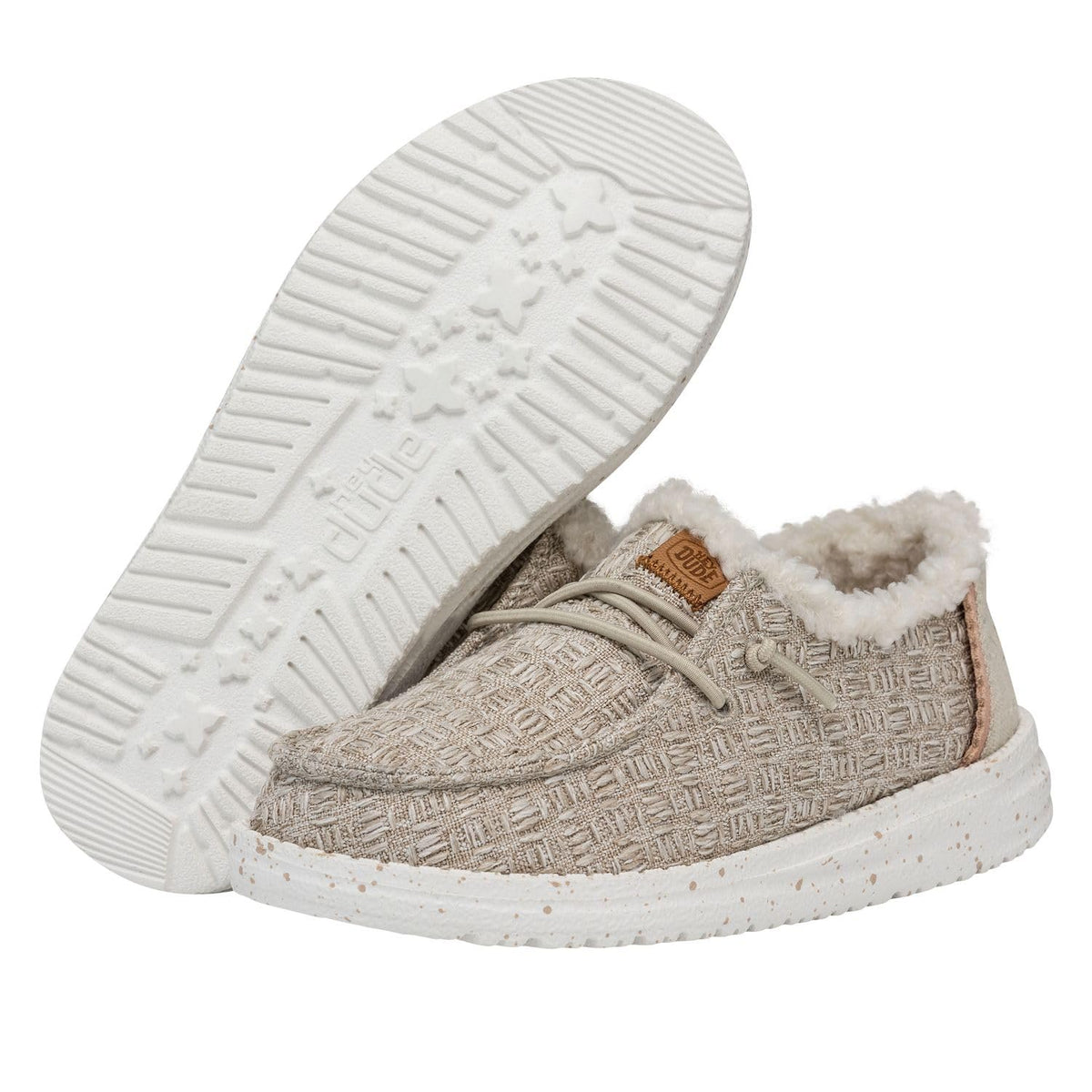 Hey Dude Wendy Youth Warmth Natural Size 3 | Kids Shoes | Kids Slip-on Loafers | Comfortable & Light-Weight