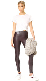 SPANX Women's Ready-to-Wow Faux Leather Leggings, Wine, Large