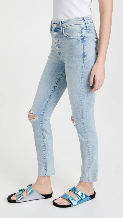 MOTHER Women's The Pixie Ankle Fray Jeans 34 Action Shot
