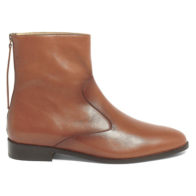 Anthony Veer Martha Ankle Boots for Women | Zip-Up Boots | Contouring Bedded Insoles & Anti-Slip Leather Outsole Tan