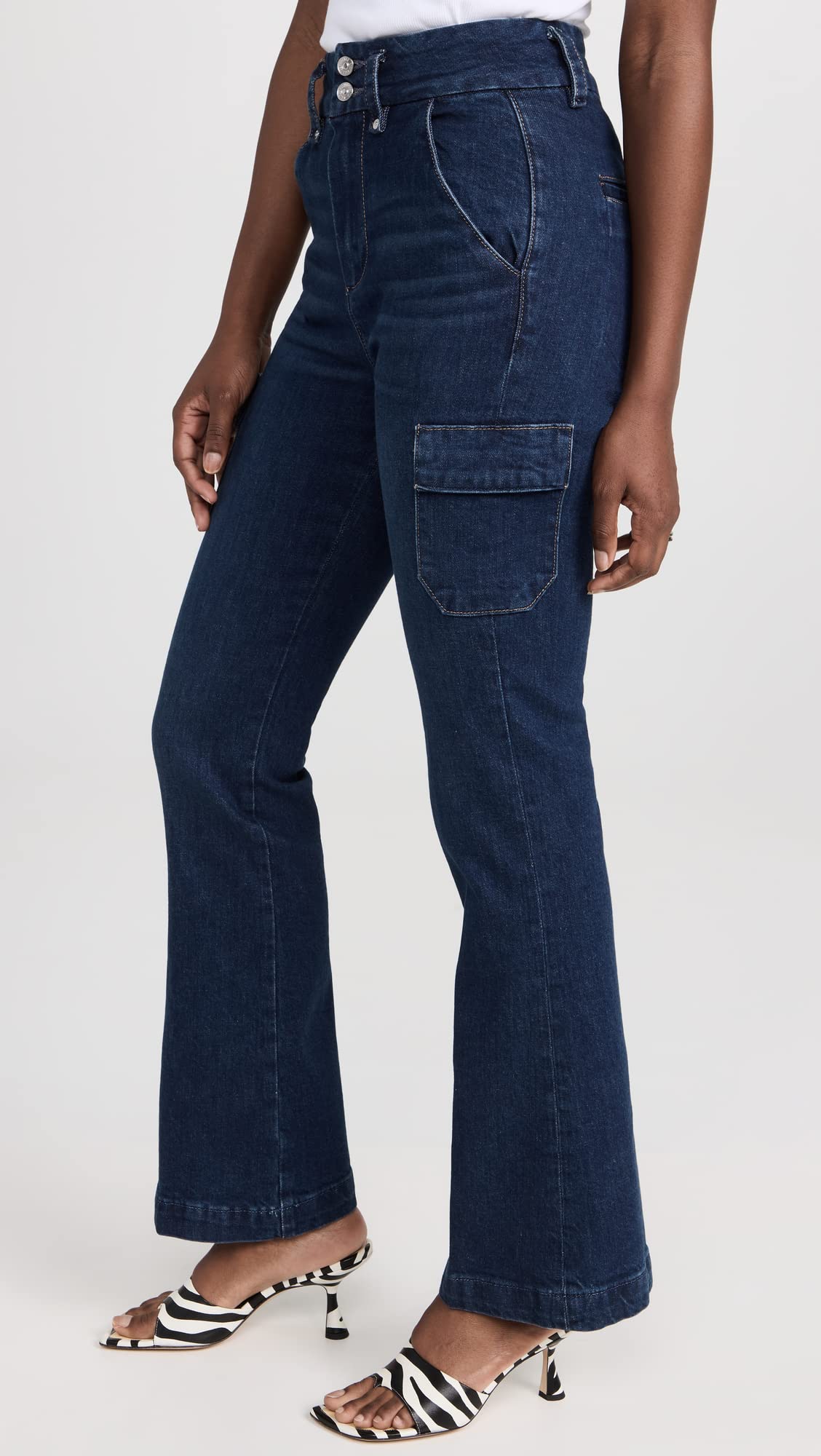 PAIGE Women's Dion 32" Jeans with Cargo Pockets, Gracie Lou, Blue, 30