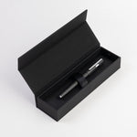 BOSS Rollerball Pen Gear Pinstripe Black/Chrome | Black Ink | Gift Box