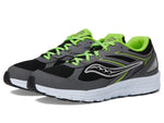 Saucony Cohesion 14 Lace to Toe Sneaker, Grey/Black/Green, 3.5 Wide US Unisex Big_Kid