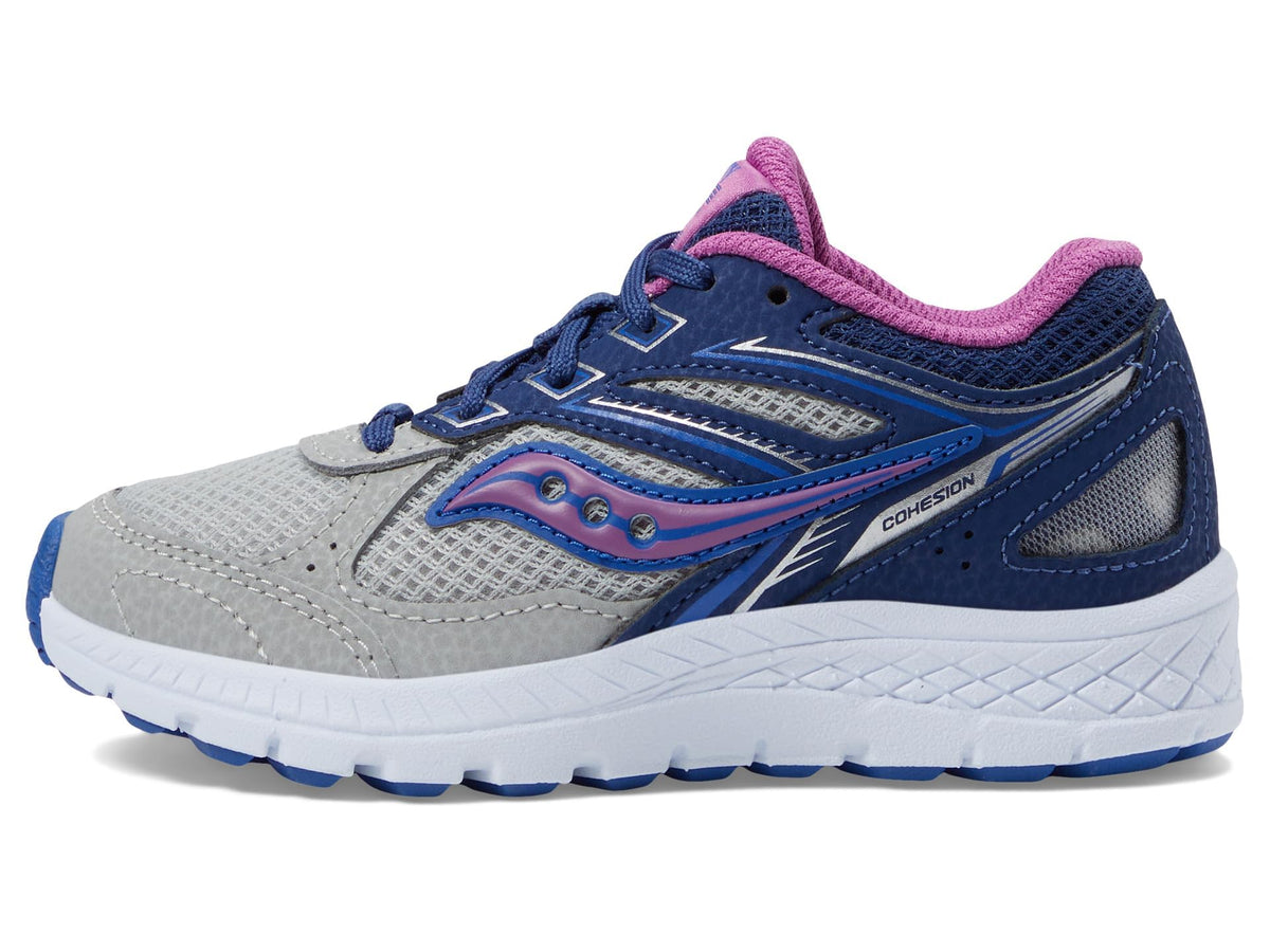 Saucony Girl's Cohesion 14 LTT (Little Kid/Big Kid) Navy/Grey/Grape 4 Big Kid M