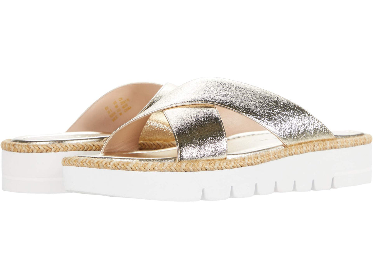 Stuart Weitzman Roza Lift Slide Platino/White 8.5 M