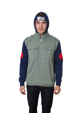 Ripple Junction Naruto Shippuden Kakashi Hatake Cosplay Military-Style Men's Hoodie With Headband (Green, XX-Large)