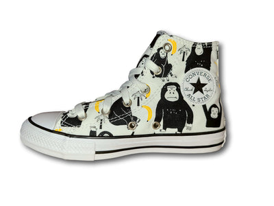 Converse Unisex-Child Chuck Taylor All Star Canvas High Top Sneaker, White/Black/Yellow, 3 Little Kid