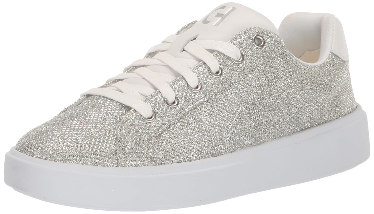 Cole Haan Women's Grand Crosscourt Daily Sneaker, Silver Glitter MESH/Optic White, 10.5