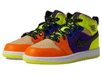 Jordan Boy's 1 Mid SE (Little Kid) Volt/Black/Vivid Orange/Team Gold/Electro Purple/Radiant Blue 2 Little Kid M
