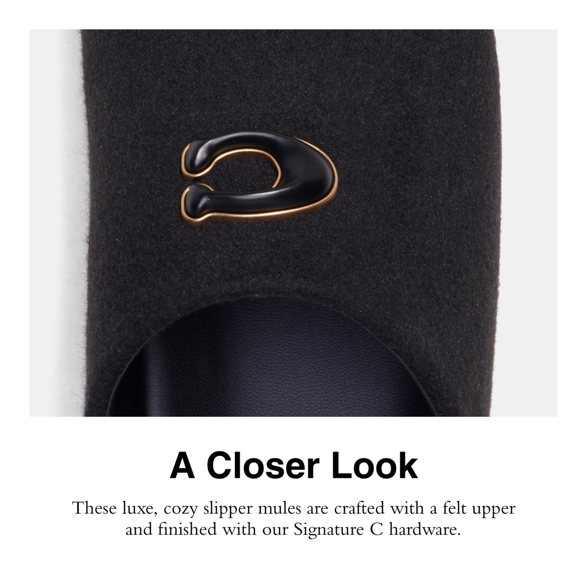 Coach Women's Hadley Felt Slipper 7 Black