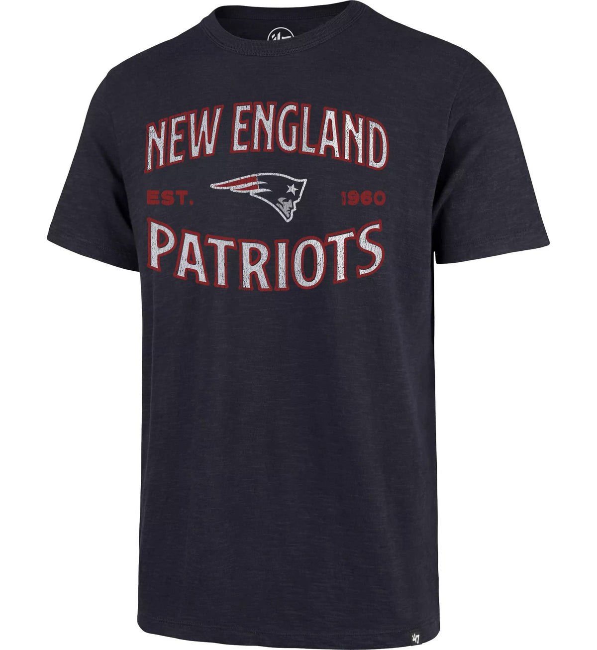 47 New England Patriots Offset Scrum Short Sleeve Scrum Navy Blue T-Shirt - NFL, Men's Vintage Tee Shirt (Medium)