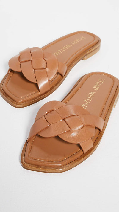 Stuart Weitzman Sierra Flat Sandal Tan 6.5 M