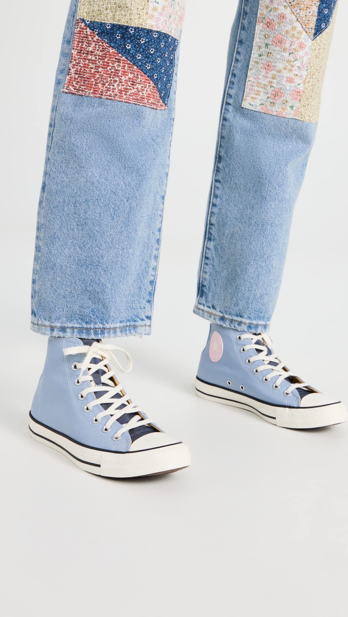 Converse Women's Chuck Taylor All Star Denim Fashion Sneakers, Ocean Retreat/Navy/Sunrise, Blue, 8.5 Medium US