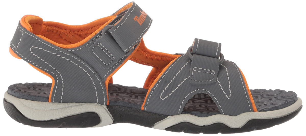 Timberland Adventure Seeker 2-Strap-BK-K Sandal, Medium Grey w/Orange, 34 US Unisex Little Kid