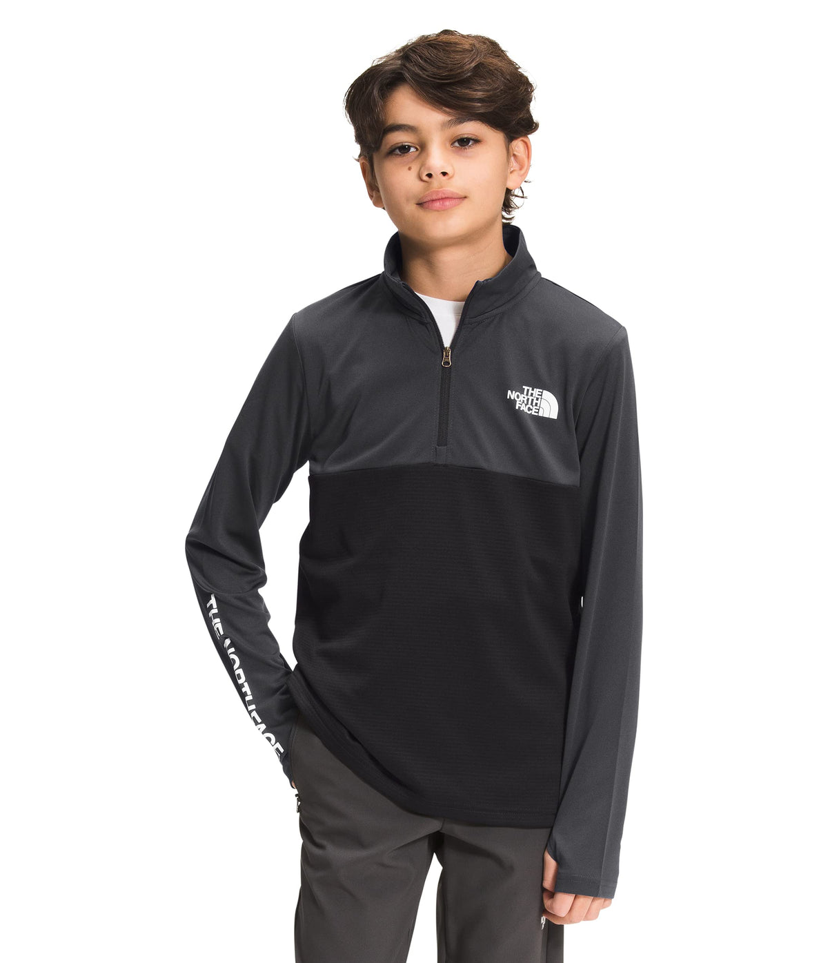 THE NORTH FACE Boys' Reactor Thermal ¼ Zip, Asphalt Grey, Medium