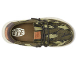 HEYDUDE Boy's Wally-T Fish Camo Olive Size 6 | Youth's Shoes | Youth Slip-on Loafers | Comfortable & Light-Weight