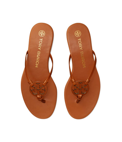 Tory Burch Women's Aged Camello Leather Miller Knotted Sandals Flip Flops (Numeric_6) Tan
