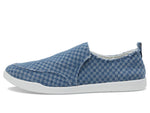 VIONIC Women's Malibu Slip-On Loafer, Checkered Denim, 7.5 Wide