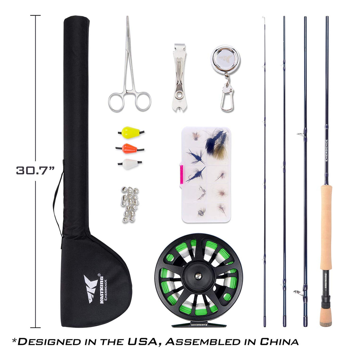 KastKing Emergence Fly Fishing Combo,4 Wt,8ft 6in, Half Handle ,Rod (8+1),3 or 4 Reel
