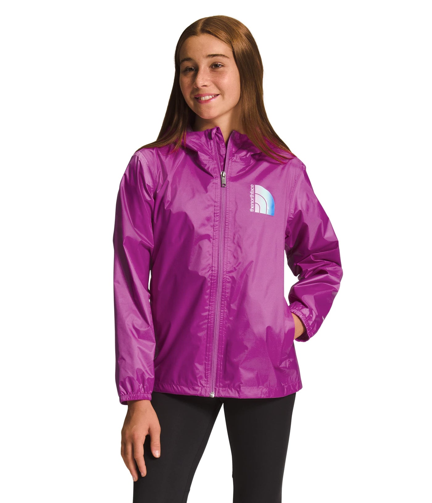THE NORTH FACE Girl's Zipline Rain Jacket (Little Kids/Big Kids) Purple Cactus Flower MD (10 Big Kid)