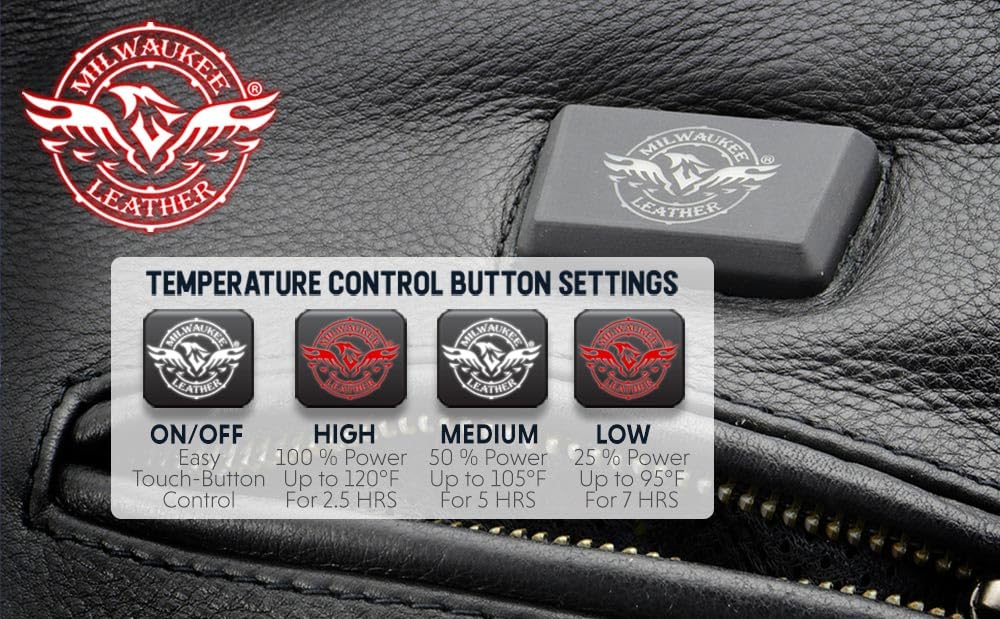 Milwaukee Leather Men's Standard MLM1513 Vented Scooter Jacket with Heated Technology, Black, Small