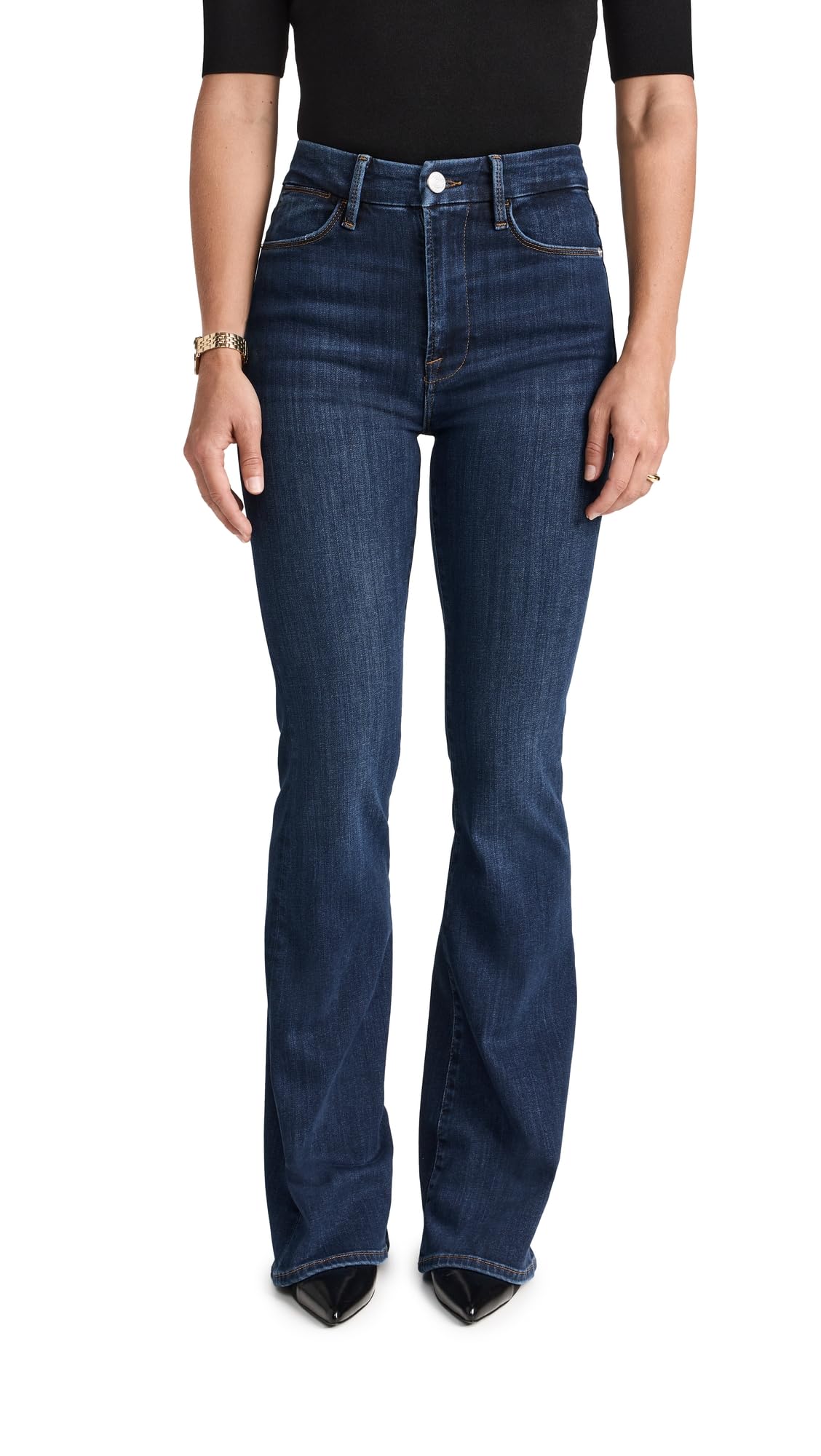FRAME Women's Petite Le Pixie Super High Flare Jeans, Majesty, Blue, 25