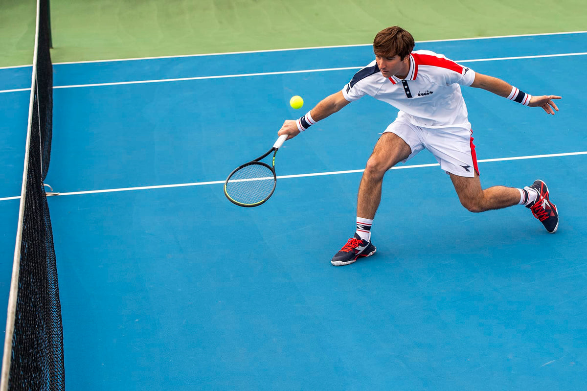 Diadora Men's B.Icon 2 All Ground Tennis Shoe (Blue Corsair/White/Fiery Red, 10.5)