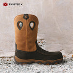 Twisted X Men's 11" Work Pull On Hiker Boot, Moc Toe Nano Toe with CellSole, Charcoal & Tan, 8.5 M