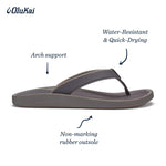 OLUKAI Koko'o Men's Beach Sandals, Quick-Dry Flip-Flop Slides, Water Resistant & Lightweight, Compression Molded Footbed & Ultra-Soft Comfort Fit, Pavement/Pavement, 15