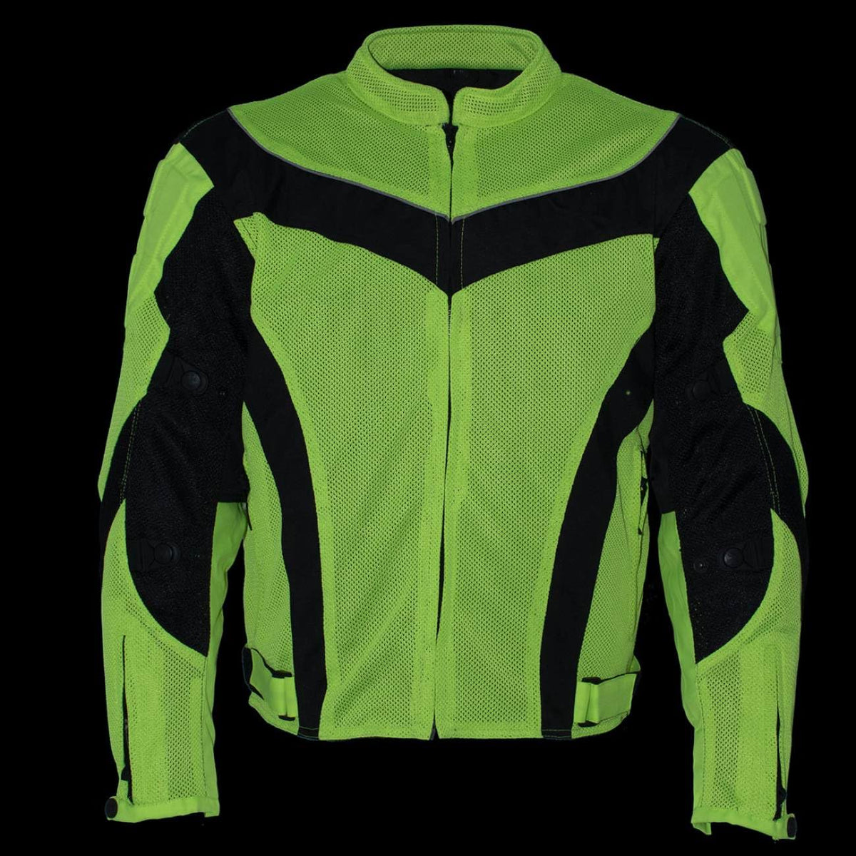 Xelement CF-6019-66 Men's 'Invasion' Neon Green Textile Motorcycle Jacket wit X-Armor Protection - X-Large