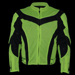 Xelement CF-6019-66 Men's 'Invasion' Neon Green Textile Motorcycle Jacket wit X-Armor Protection - X-Large