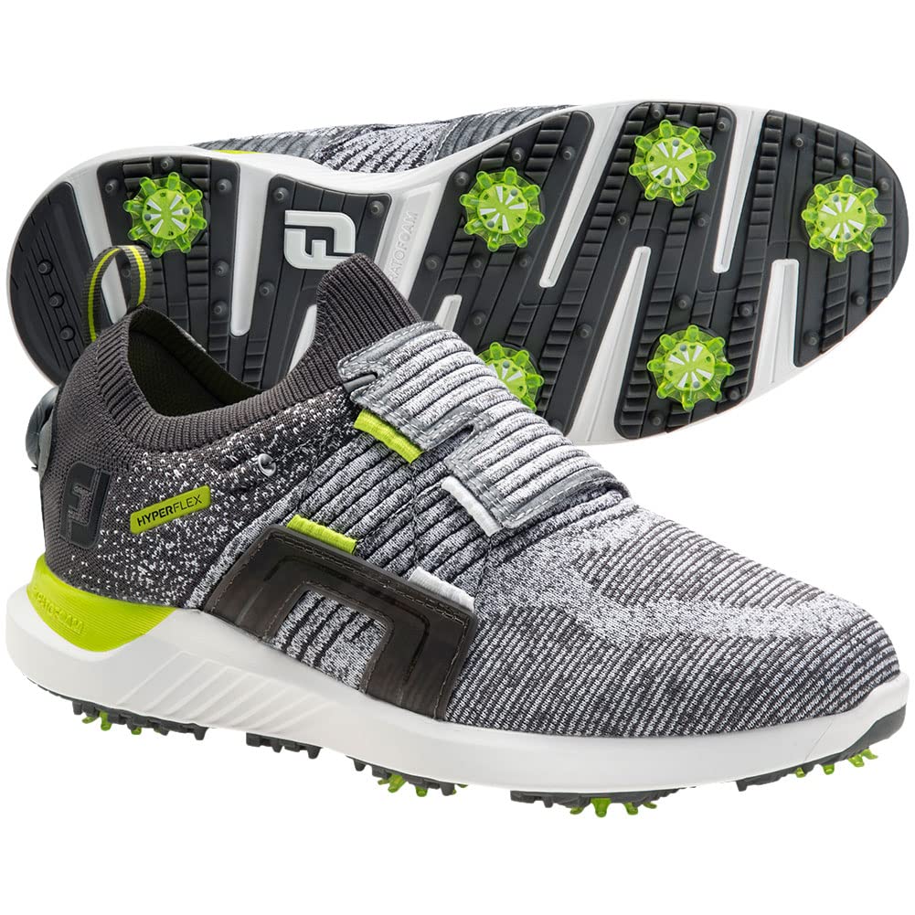 FootJoy Men's Hyperflex Boa Golf Shoes - Previous Season Style Grey/Green Medium 14