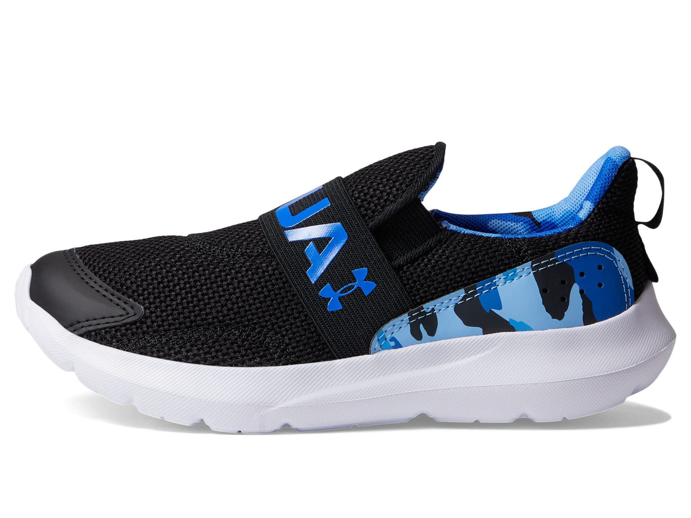 Under Armour Boy's Surge 3 Slip-On Print (Little Kid) 11.5 Little Kid Black/Versa Blue/Versa Blue