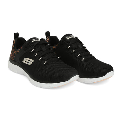 Skechers Women's Flex Advantage 4.0 Wild Ballad Memory Foam Athletic Shoe Black Leopard