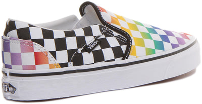 Vans Women's Asher Sneaker, Rainbow Check Black White, 6