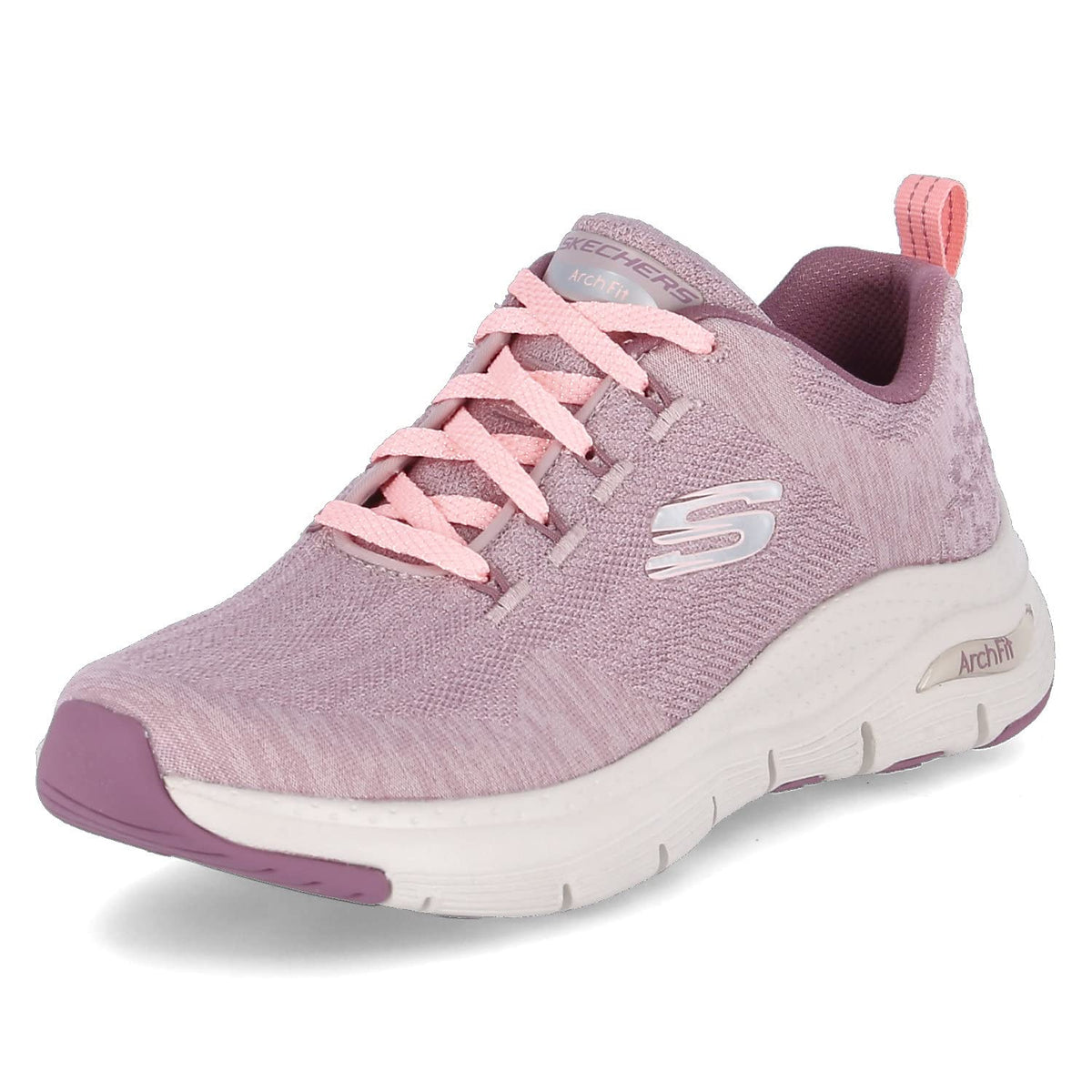 Skechers Womens Arch Fit-Comfy Wave Mesh Sports Lace-up Trainers - Mauve - 9